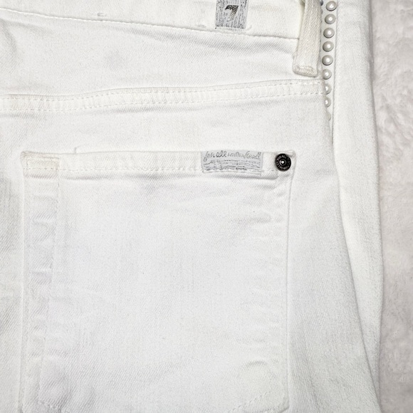 7 For All Mankind White Skinny Jeans with Contrast Stitching - Picture 4 of 5